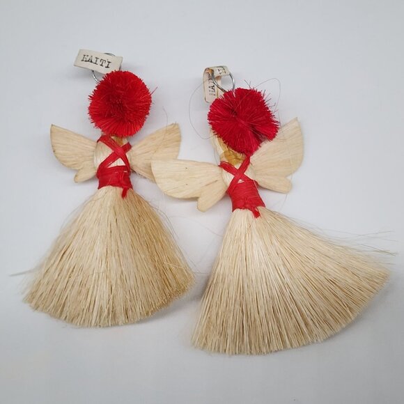 Vintage Christmas Ornaments Handmade Angel Ornaments Lot Straw Haiti - Picture 5 of 8